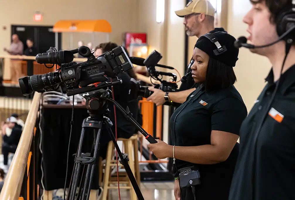 Knight Vision students live streaming a game