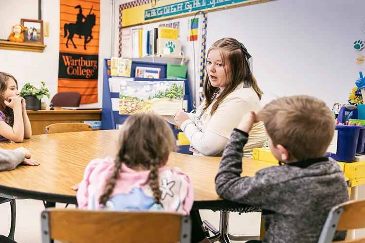 Student teaching photo in a classroom with elementary students