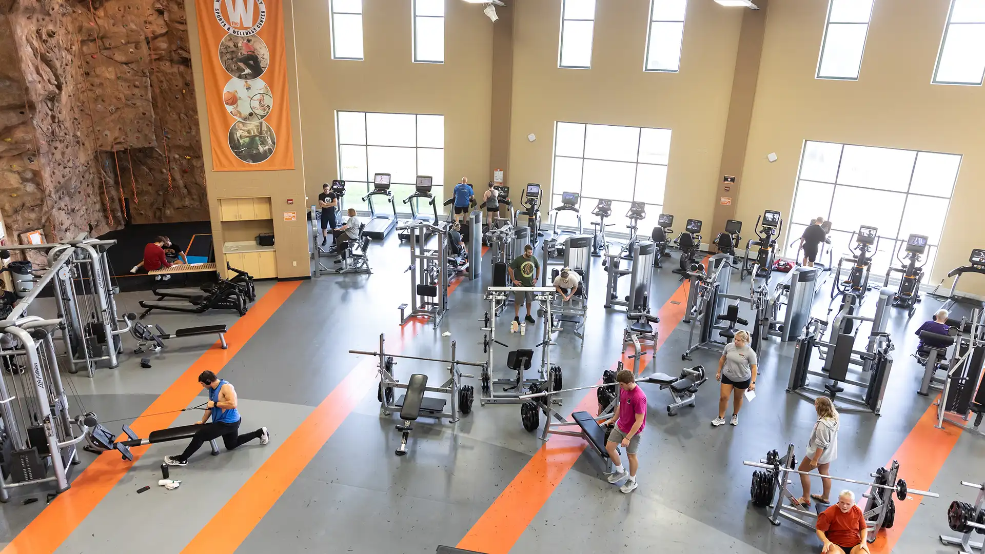 View of the w fitness area from the second floor.