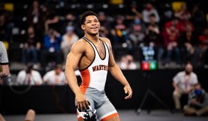 Wrestler celebrating a win