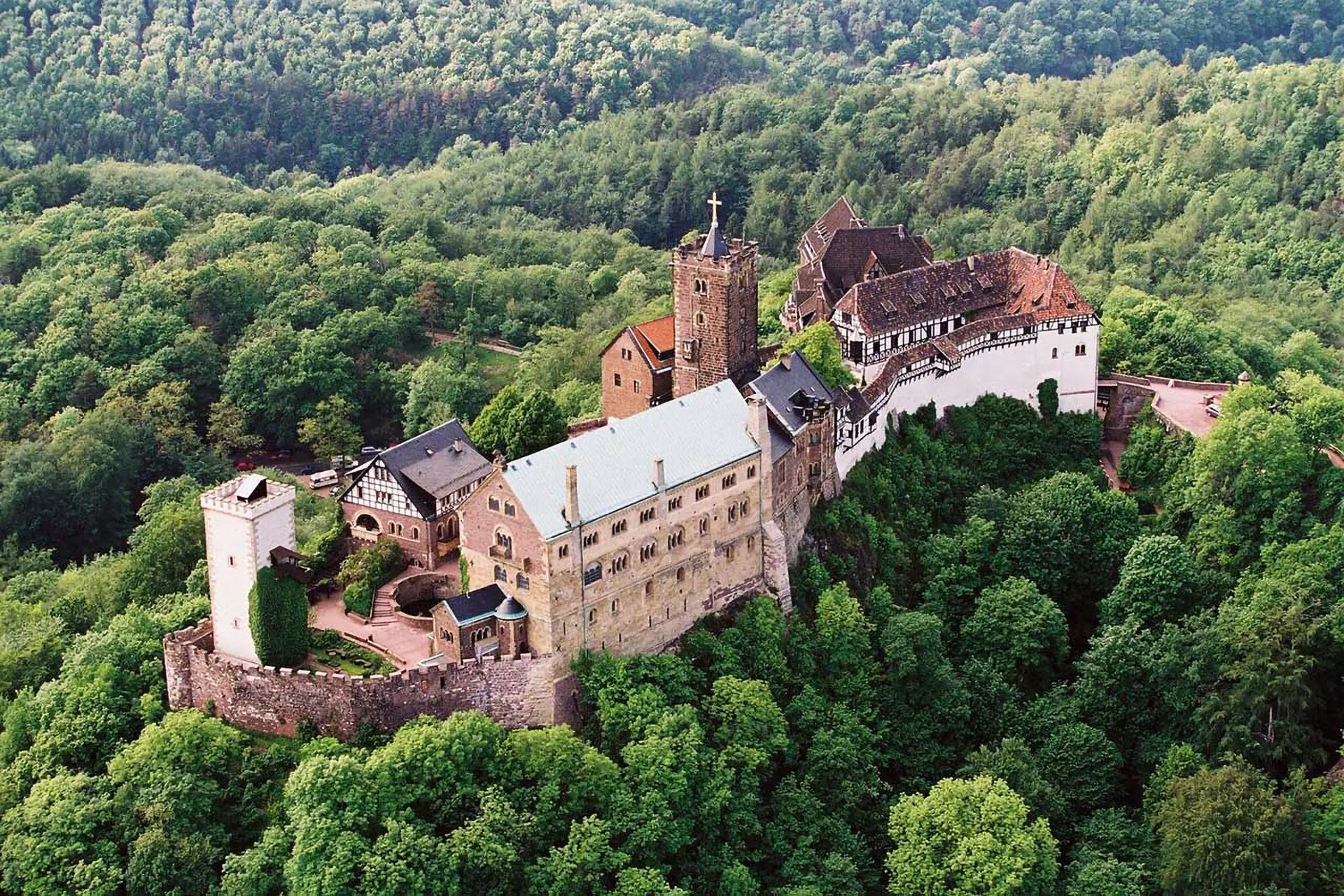Aerial view of the Wartburg Castle, namesake of Wartburg College
